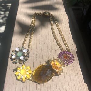 Banana Republic Statement Necklace – Chunky Colorful Gem Tone Pendants